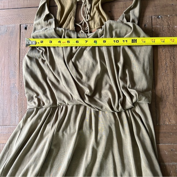 FREE PEOPLE Cupro True As Love Dress in Fatigue Open Back Utilitarian Medium - Picture 12 of 13